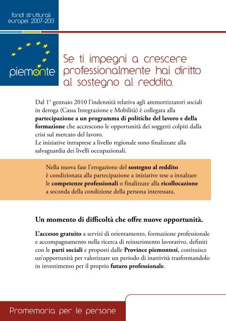 Promemoria per le persone - Regione Piemonte