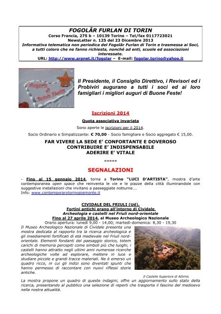 Fogolar furlan - newsletter numero 117 - Regione Piemonte