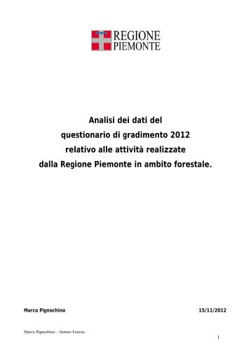 Analisi dei dati - Regione Piemonte