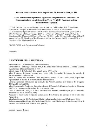D.P.R. n. 445 del 28 dicembre 2000 - Regione Piemonte