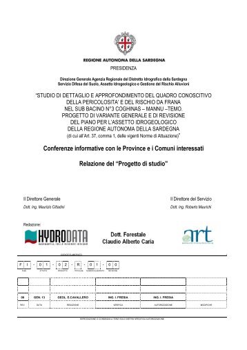 Progetto di studio - Regione Autonoma della Sardegna