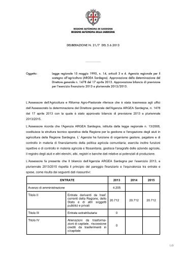 Delibera del 5 giugno 2013, n. 21/7 [file.pdf] - Regione Autonoma ...