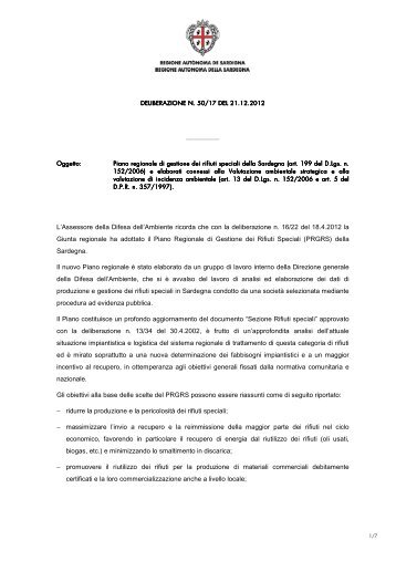 Delibera n. 50/17 del 21.12.2012 [file.pdf] - SardegnaAmbiente