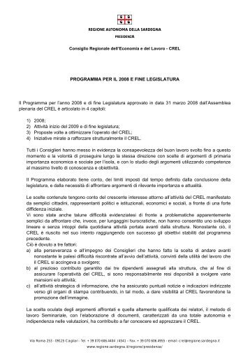 Programma Crel anno 2008 [file.pdf] - Regione Autonoma della ...