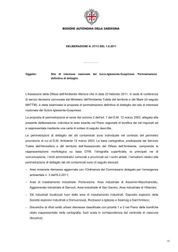 Delibera n. 27/13 dell'01/06/2011 [file.pdf] - Regione Autonoma ...