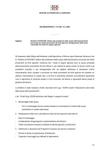 Delibera del 18 gennaio 2005, n. 1/12 [file .pdf] - Regione Autonoma ...