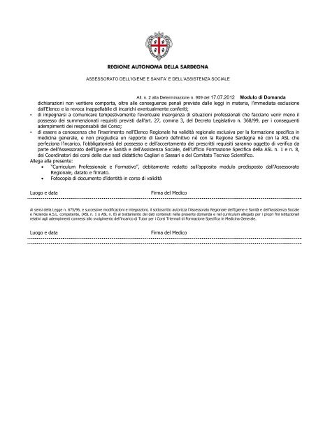 Modulo di Domanda [file.pdf] - Regione Autonoma della Sardegna