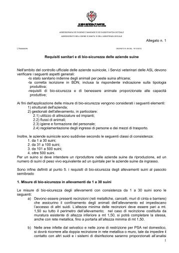 Allegato n.1) Misure di biosicurezza 2012 - 2013 [file.pdf] - Regione ...