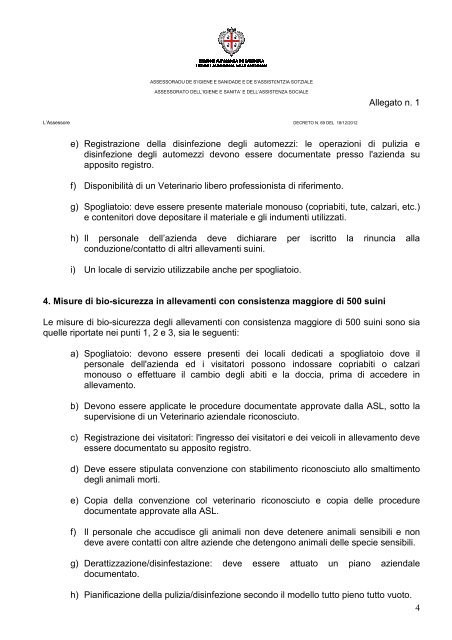 Allegato n.1) Misure di biosicurezza 2012 - 2013 [file.pdf] - Regione ...