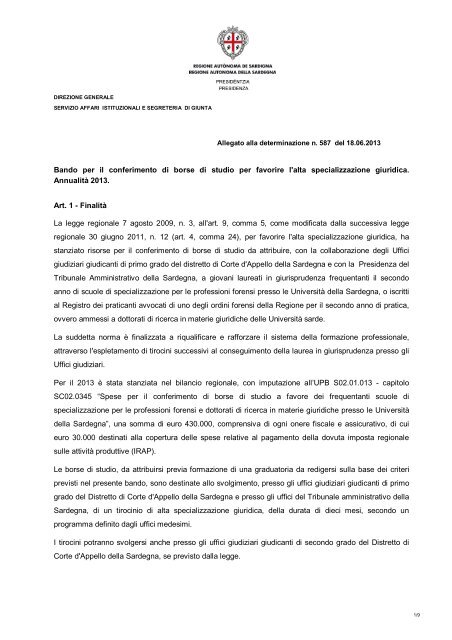Bando [file.pdf] - Regione Autonoma della Sardegna