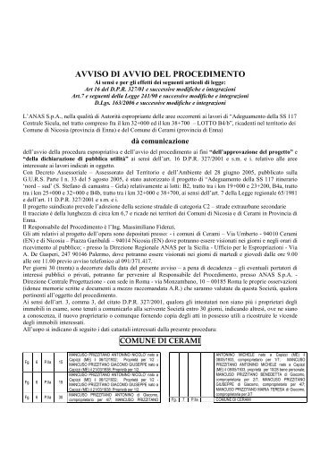 AVVISO DI AVVIO DEL PROCEDIMENTO - Regione Siciliana