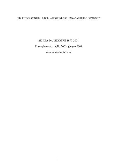 1Â° aggiornamento sicilia da leggere 1977-2001 - Regione Siciliana