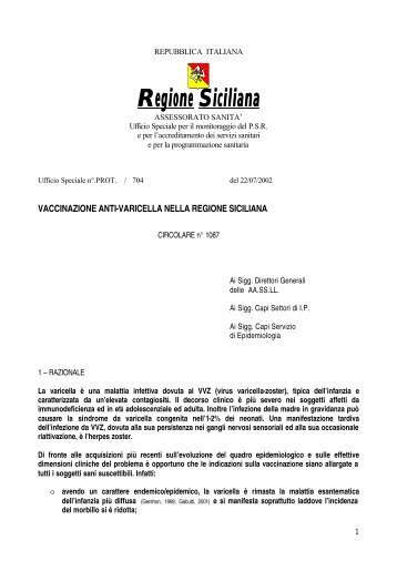 Vaccinazione anti-varicella nella Regione Siciliana