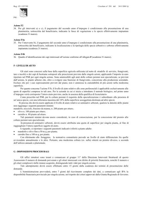 Regione Siciliana CIRCOLARE nÂ° 291 del 24 -1 -2001