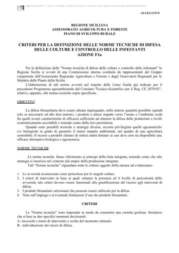 CRITERI PER LA DEFINIZIONE DELLE NORME ... - Regione Siciliana