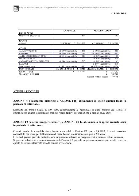 giustificazione dei livelli di aiut. o misura f ... - Regione Siciliana