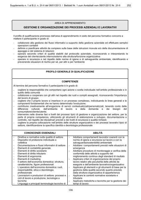 Supplemento n. 1 - Regione Autonoma Trentino Alto Adige