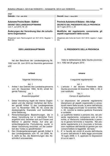 bollettino ufficiale - amtsblatt - Regione Autonoma Trentino Alto Adige