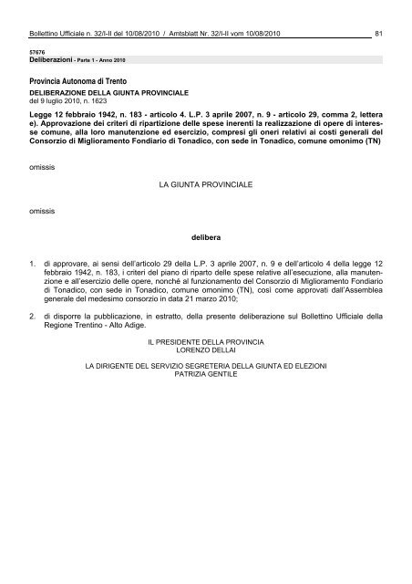 bollettino ufficiale - amtsblatt - Regione Autonoma Trentino Alto Adige