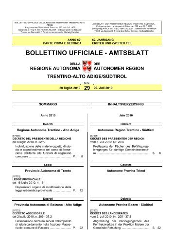 bollettino ufficiale - amtsblatt - Regione Autonoma Trentino Alto Adige