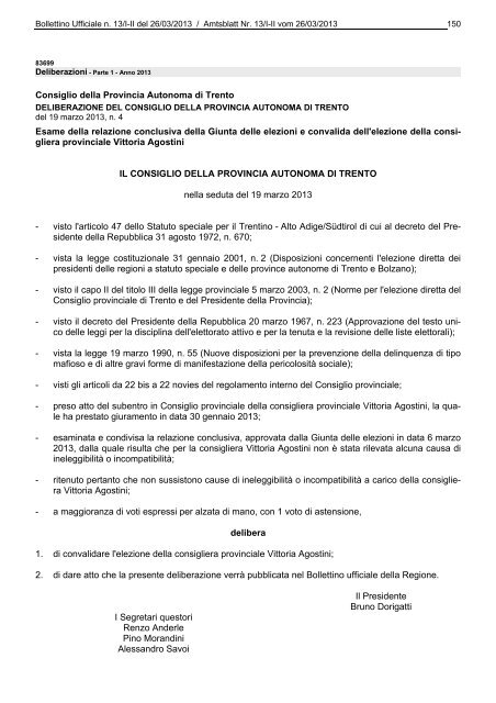 bollettino ufficiale - amtsblatt - Regione Autonoma Trentino Alto Adige