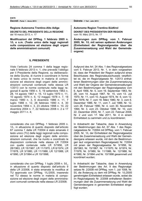 bollettino ufficiale - amtsblatt - Regione Autonoma Trentino Alto Adige