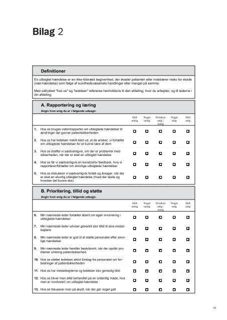 Medarbejdernes vurdering af patientsikkerhedskulturen 2006