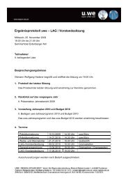 Ergebnisprotokoll uwe â LAG / Vorstandssitzung - Region UWE