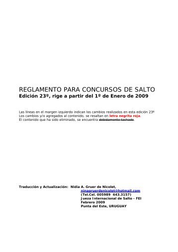 Reglamento Internacional de Salto - Federación Ecuestre Argentina