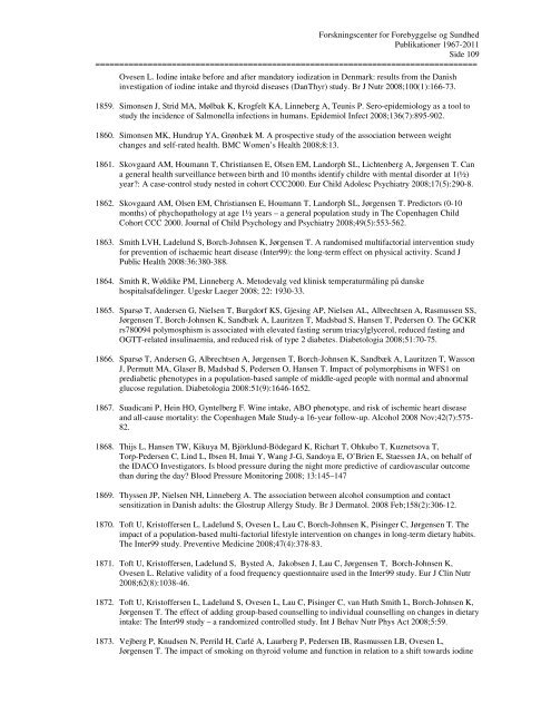 oversigt over publikationer 1967-2011 - Region Hovedstaden