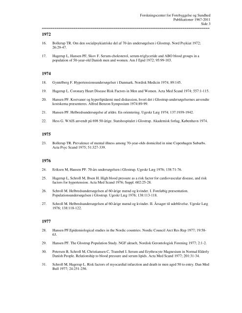 oversigt over publikationer 1967-2011 - Region Hovedstaden