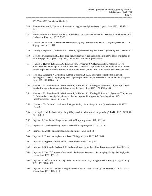 oversigt over publikationer 1967-2011 - Region Hovedstaden