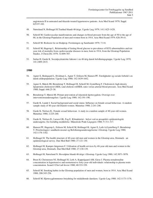 oversigt over publikationer 1967-2011 - Region Hovedstaden