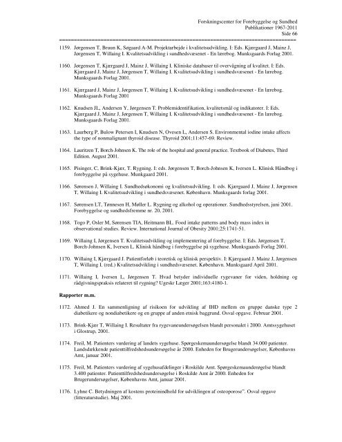 oversigt over publikationer 1967-2011 - Region Hovedstaden