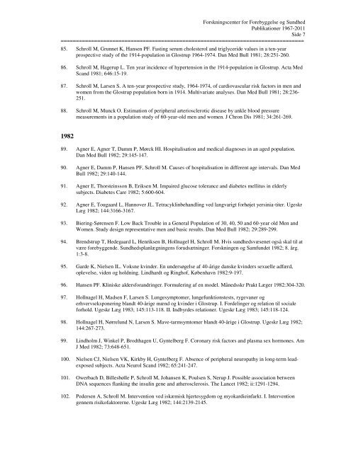 oversigt over publikationer 1967-2011 - Region Hovedstaden