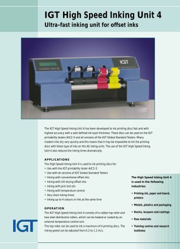 IGT High Speed Inking Unit 4 - Regmed