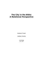 The City in the Bible: A Relational Perspective - Jubilee Centre