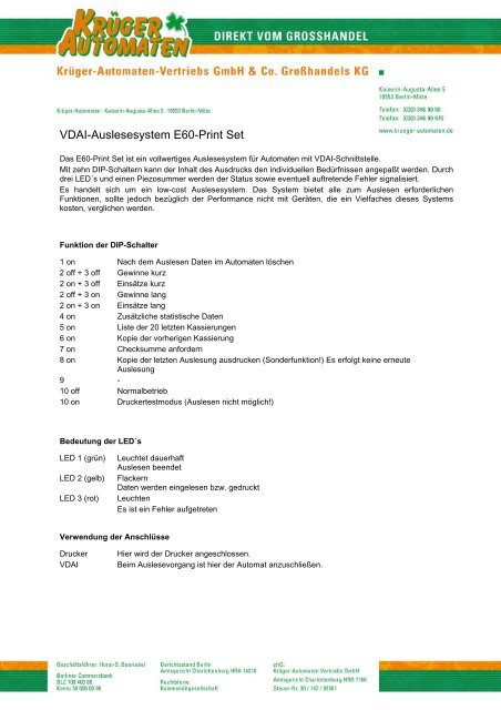 VDAI-Auslesesystem E60-Print Set