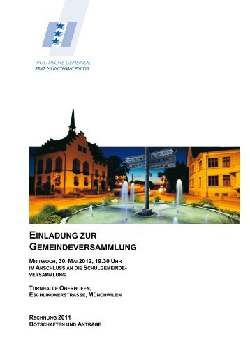 einladung zur gemeindeversammlung - Gemeinde MÃ¼nchwilen
