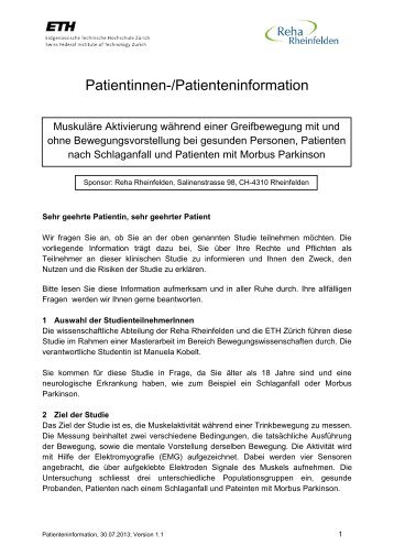 Patientinnen-/Patienteninformation - Reha Rheinfelden