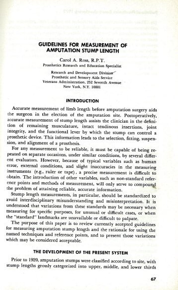 guidelines for measurement of amputation stump length