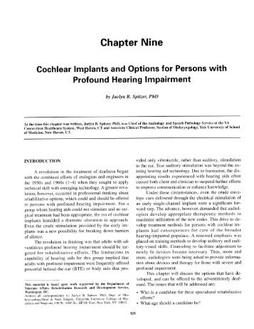 Cochlear Implants and Options for Persons with Profound Hearing ...