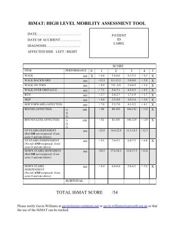 HiMAT: HIGH LEVEL MOBILITY ASSESSMENT TOOL