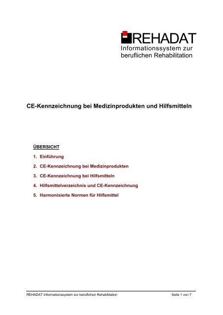 CE-Kennzeichnung bei Medizinprodukten und Hilfsmitteln - Rehadat