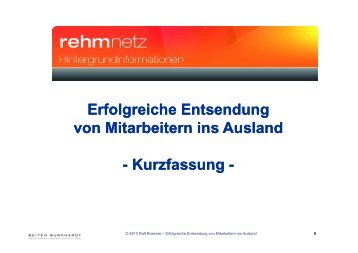 Erfolgreiche Entsendung von Mitarbeitern ins Ausland ... - rehmnetz.de