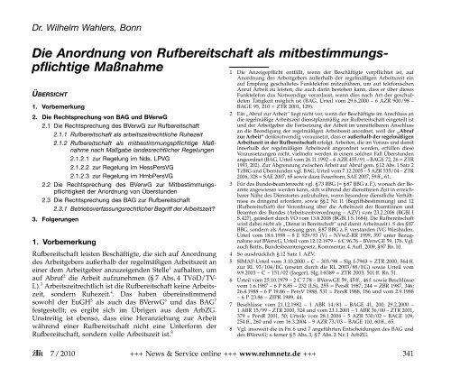 Die Anordnung von Rufbereitschaft als mitbestimmungs - rehmnetz.de