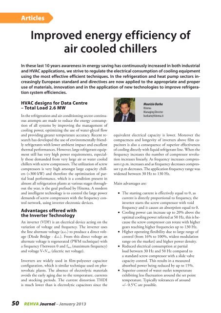 Improved energy efficiency of air cooled chillers (PDF 387 kB) - rehva