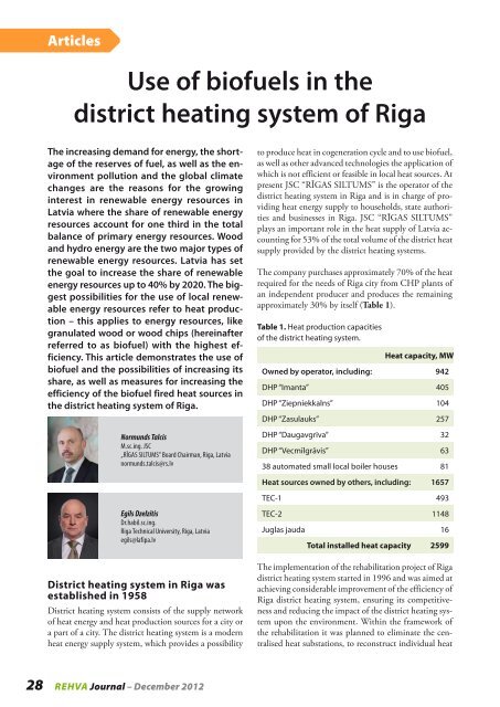 Use of biofuels in the district heating system of Riga - rehva