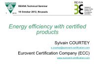 Energy efficiency with certified products, Eurovent Certification - rehva