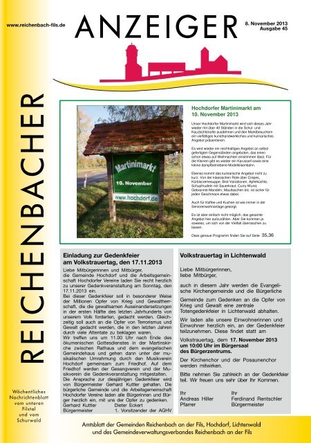 Kalenderwoche 45 - Gemeinde Reichenbach an der Fils